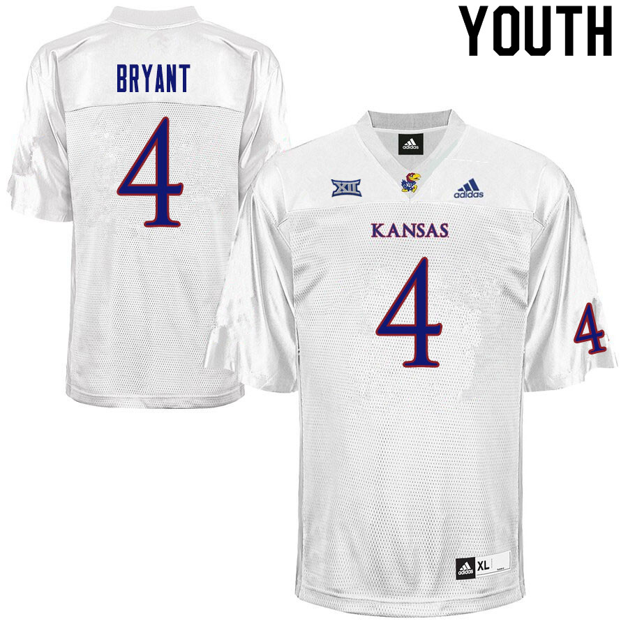 Youth #4 Jacobee Bryant Kansas Jayhawks College Football Jerseys Sale-White - Click Image to Close